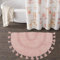 Schweek Boho-Badezimmerteppich, halbrund, Baumwolle, Badematte mit Quasten, handgewebt, böhmische Teppiche mit Teppich, rutschfeste Unterlage, waschbar, Badteppiche für Badezimmer, Dusche, Badewanne