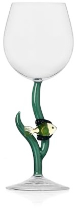 ICHENDORF 09352356-CN Weinglas mit Stiel, Fisch-Design, Bernsteinfisch