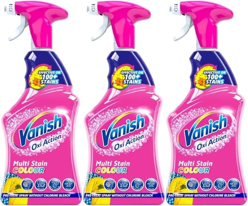 Vanish Oxi Action Everyday Stain Spray for Couloured Garments and Fabrics - 500ml Pre-Treat Spray Without Chlorine Bleach (3 x 500ml)