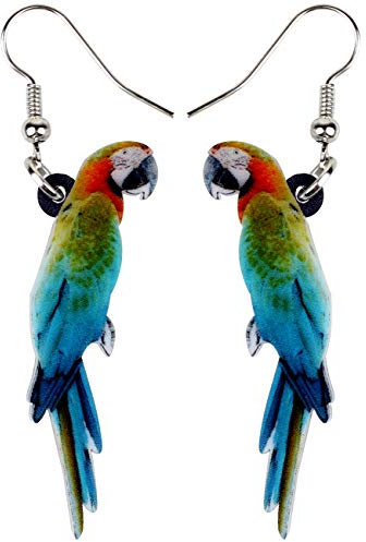BAMAY Acryl Scarlet Macaw Papagei Ohrringe baumeln Schmuck Hawaii Vogel Ohrringe für Frauen Mädchen Anime Sommer Geschenke (Blau)