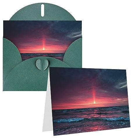 EVANEM Grußkarten mit Umschlägen Dankeskarte Ocean Tide At Twilight Folding Way Blank Note Cards Party Invitations Card For Birthday Greeting Note Cards Christmas Card For Holiday 8 × 6