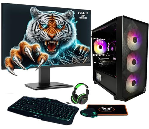 Fierce PC Gaming 24 Monitor Bundle - Ryzen 5 5600X 3.7GHz, RTX 4060 TI 8GB, 16GB RAM 3200MHz, 1TB NV3 M.2 NVME SSD, 650W PSU, Windows 11, Keyboard, Mouse, Headset