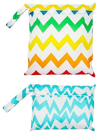 RTRTGS 2 PCS Wetbag à Fermeture Eclair Etanche Réutilisable Lavable Double Fermeture Eclair Printing Sac à Langer pour Bébé, Sac à Couches, Sac Couches Lavables, Plage Piscine Garderie