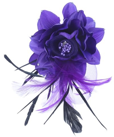 FOMIYES Broche Fleur Tissu Fait Main Violet Grosse Taille, Épingle Cheveux pour Femme Fille, Accessoire Coiffure Cérémonie Élégant et Léger