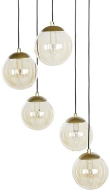 Beliani Hängelampe mit 5 Schirmen Kegelform Rauchglas gold/transparent modern Noel