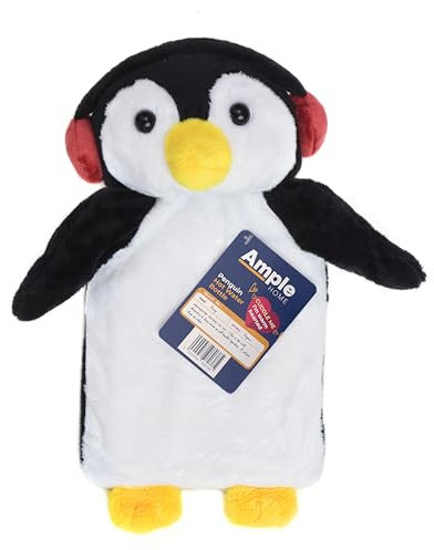 Hot Water Bottle 1 Litre | Available in Schnauzer Koala Penguin and Sloth | Cute and Cuddly Plush Animal Water Bottles for Adults and Kids (Perry The Penguin)
