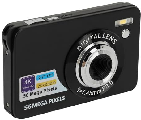 Huairdum Webcam, Appareil Photo Numérique Portable Autofocus 4K 56MP Facile à Utiliser Multifonctionnel pour la Photographie (Black)