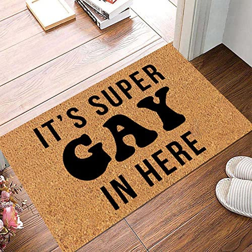 JAXICH Front Door Mat Outside IT's Super GAY IN HERE Rainbow Door Mats Indoor Outdoor Floor Mat Welcome Mat 40 x 60 cm Doormats No Slip for Entryway, Patio, Garden, laundry Room,Pets