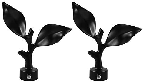 Gardinenstangenenden, 2 Stück Gardinenstangenkopf, schwarze Gardinenstange, schwarze Gardinenstangen, schwarze dekorative Gardinenstangenenden, rustikale Gardinenstangenstange, goldfarbener Knopf, Mis
