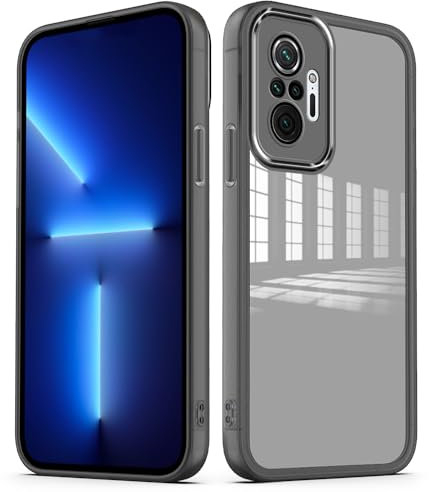 YUXING Funda para Xiaomi Redmi Note 10 Pro 4G Carcasa Transparente con Película Protectora de Lente Ultra Delgado Antichoque Bumper Slim Case - Negro