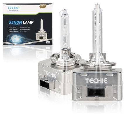 Techie D1S Xenon Brenner 6000k, 12V 35W Xenon Auto Scheinwerferlampe, Weißlicht Aluminium Fahrzeugscheinwerferbirne, HID Entladungs Lampe Ersatz Kit– 2 Stück (D1S-6000K)
