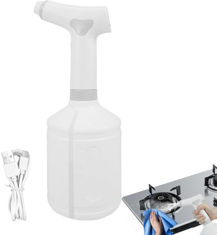 Botella de spray vegetal, botella de spray recargable, 1 litro, depósito de agua transparente, filtro de agua portátil para interiores y exteriores, 1200 mAh, ultra atomización