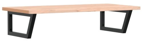 vidaXL Waschtischplatte mit Halterung, Holzplatte Waschtischkonsole Wandmontage, Waschbeckenplatte Wandkonsole Wandregal, Stahl Massivholz Buche