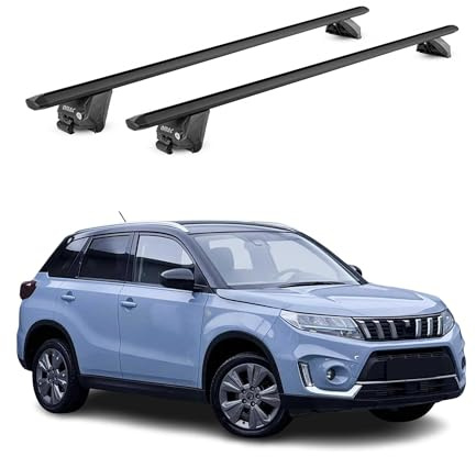 OMAC Dachträger für Suzuki Vitara 2015-2026 Aluminium Schwarz | TÜV geprüft, bis 100 kg Traglast, T-Nut-Befestigung, für integrierte Dachreling geeignet, Querträger, Grundträger