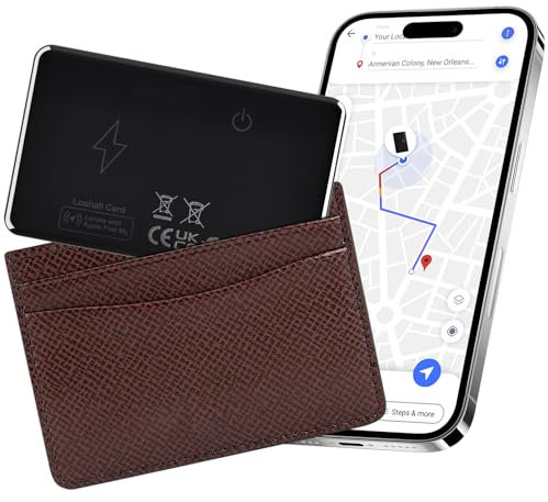 Ainiv Carte de Suivi de Portefeuille, Localisateur D'objets Bluetooth Intelligent, Chargement sans Fil, Fonctionne avec Apple Find My (iOS Uniquement), Localisateur pour Portefeuille, Bagages, Valise
