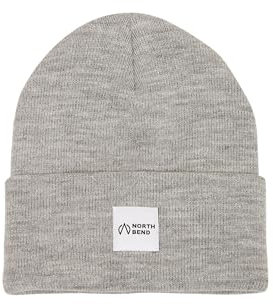 NORTH BEND NBLou Unisex Beanie Mütze Strickmütze modisch Outdoor Patch Aufnäher atmungsaktiv wärmend OneSize, Größe:ONE, Farbe:Light Grey Melange (1005)
