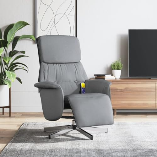 Homgoday Massagesessel, Fußstütze, hellgrau, Stoff, Massagesessel, Relaxsessel, Massagesessel, Relaxsessel, Ganzkörpersessel, Modell 356669