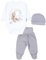 TupTam Baby Mädchen Jungen Bekleidungsset Langarmbody Hose Mütze mit Aufdruck Spruch 3 teilig, Farbe: Bärchen auf dem Mond Weiß Grau, Größe: 50