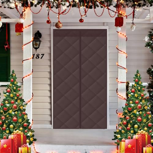 Rideau de Porte D'Entree, Rideau de Porte Isolé 270 x 235 cm Anti Froid, Obscurcissement, Insonorisation, Sans Perçage Rideau Phonique Porte Anti Bruit pour Balcon Salon Sous-Sol, D