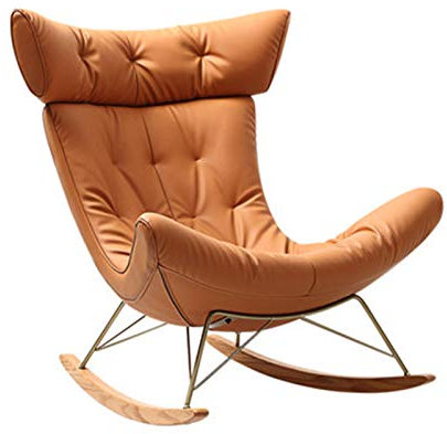 GAROEN Schaukelstuhl Lazy Schaukelstuhl Erwachsene Nordic Recliner Haushalt Leder Kunst Schaukelstuhl Erwachsene Balkon Freizeit Sofa Stuhl