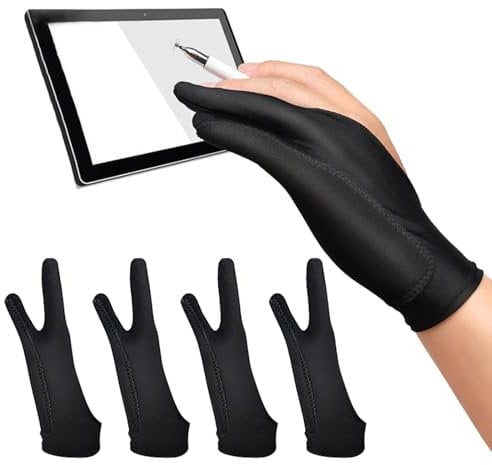 4 Stück Elastisch Antifouling Handschuh, Zeichnen Künstler Handschuh für Grafiktablett, Drawing Artist Glove für Grafiktablett Graphics Tablet Pen-Monitor Drawing Tablet Verfolgenbrett (M-8.5x20cm)
