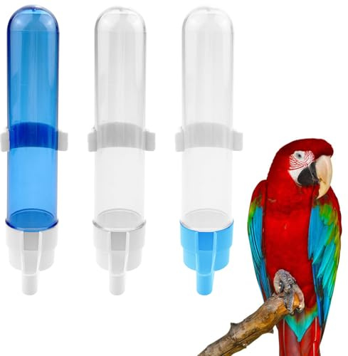 Jaczora 3-Pack Automatic Bird Water Feeder Dispenser, 120ml Hanging Water Bottles for Parrots, Budgies, Cockatiels