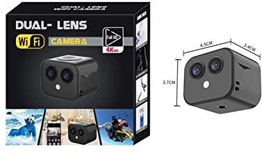 Caméra Sport, Mini caméra 4K sans Fil Micro Double caméra de Surveillance IP Hotspot Vision Nocturne Moniteur de Sport à Domicile Intelligent Batterie intégrée,Extérieur, Sports, Vidéo(Only Camera)