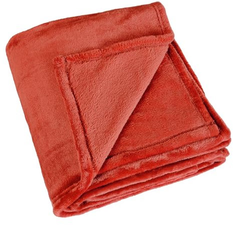 Linder Decke, rechteckig, weich und cocooning, Farbe: Ziegelorange, 100% Polyester, Maße: 130 x 180 cm, Kollektion Cocoon