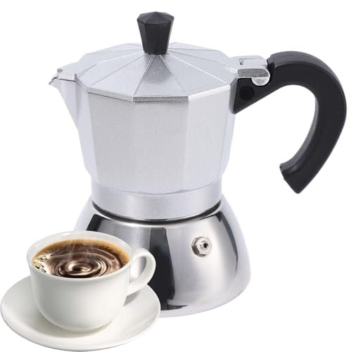 Cafetera para estufa, cafetera de estufa de 150 ml, cafetera espresso, cafetera de café mokas, cafetera de metal antigua, cafetera pequeña, accesorios para cafetera