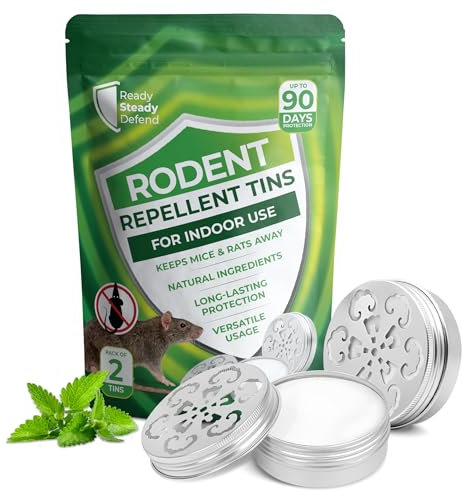 Rat & Mouse Repellent Tins - Pack of 2 | Peppermint Oil Mice Repellent | Effective Rat Repellent Indoor Rodent Control | Easy to Use Mouse Deterrent | Powerful Pest Control Solution for Home