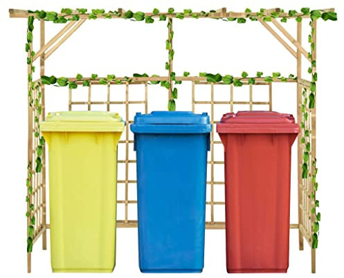 Juroupi Pergola für 3 Mülltonnen Kiefernholz Imprägniert Bausatz Anbau Pavillon Terrassen-Pergola