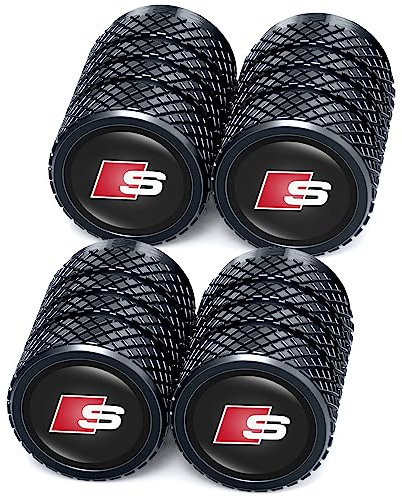 für Audi S Line Ventilkappen, Reifen Ventilkappen für Audi S Line S1 S2 S3 S4 S5 S6 S7 S8 SQ2 SQ5 SQ7 SQ8,Ventilkappen mit Dichtung für stabilen Reifendruck, Autoventil Kappe, 4 Stück