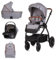 Chipolino Kombikinderwagen 3 in 1 Prestige Babywanne Rucksack i-Size Babyschale, Farbe:grau