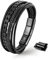 UNIQAL Lederarmband Herren „ARMARA“ | Geflochtenes Männerarmband aus Echtleder & Edelstahl | Magnetverschluss | Schwarz, Braun, Blau | Unisex | Geschenkidee | Etui | Geburtstag (Schwarz, 21 cm)