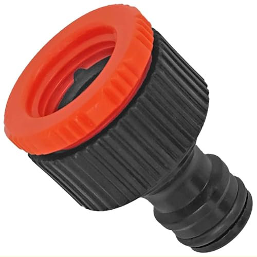 MegaHaustechnik Anschluß Stück Stecker für Gardena Buchse aus Kunststoff PP mit Reduzier Stück 3/4 und 1 Zoll Innengewinde IG + Dichtungen Wasser Hahn Garten Schlauch Kupplung Verbinder Adapter