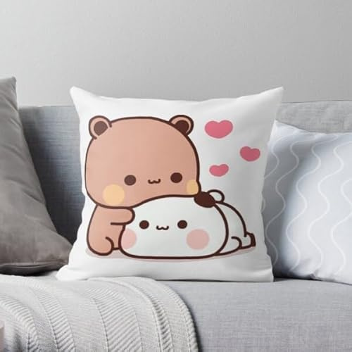 Kawaii Anime Bubu & Dudu Wurfkissen, süßes Cartoon-Katzenkissen für Kinderzimmer und Heimdekoration, Schlafzimmer, Sofa, Bett, modischer Kissenbezug (I, 45 x 45 cm)