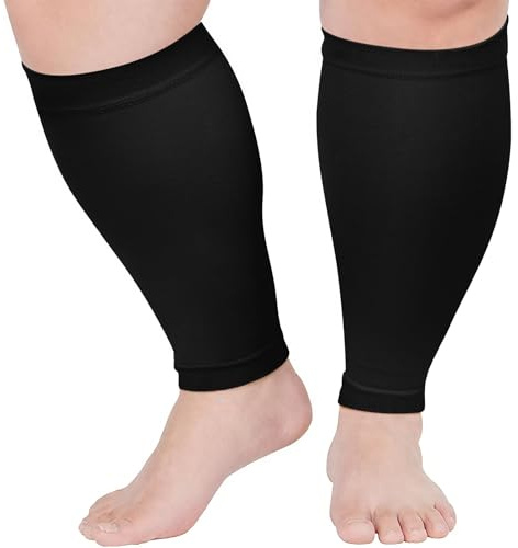 PUTUO Manchons de Compression Gros Mollet: Chaussettes de Contention Grande Taille Sans Pied pour Femmes Hommes – 20–30 mmHg pour Course Varices Récupération 1 paires