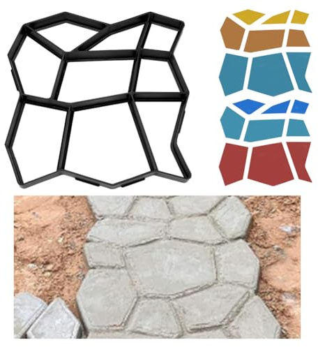 INTERWARM Confezione da 2 stampi per calcestruzzo, 36 x 36 x 3,5 cm, per vialetti, vialetti, pietre, riutilizzabili, per prato, patio, cortile, giardino, fai da te, pavimentazione, mattoni, rocce