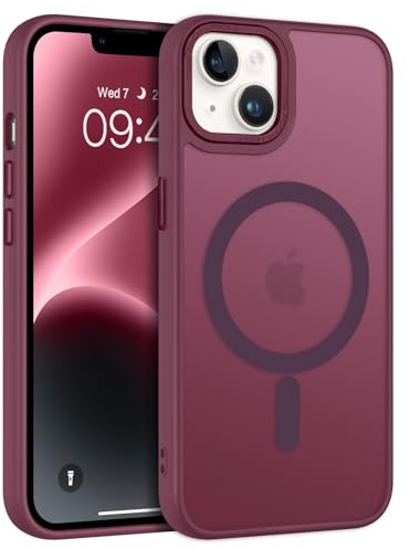 BENTOBEN Funda Magnética Compatible con iPhone 14 Plus, 6,7 Pulgadas [Compatible con Magsafe] Carga Inalámbrica Carcasa Translúcido Mate Protección Grado Militar Anti-Arañazos Anti-Golpes -Ciruela