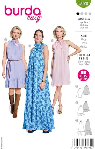 burda easy Papier-Schnittmuster Damen Neckholderkleider #5628 Gr. 34-44 Nählevel: super easy