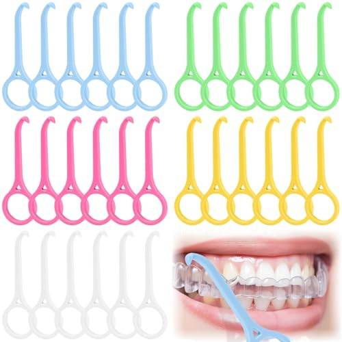 JAXICREY 30Pcs Invisalign Remover Tool, Clear Aligner Removal Tool, Retainer Remover Tools, Invisible Aligner Braces, Invisalign Hook for Tooth Cleaning, Oral Care (White, Yellow, Pink, Green, Blue)