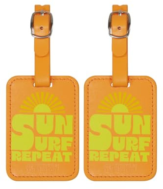 American Tourister Gepäckanhänger - Kofferanhänger für Koffer und Taschen, mit verstellbarem Riemen, inklusive Adresskarte, mit Aufdruck, Set aus 2 Stück - Sun Surf Repeat
