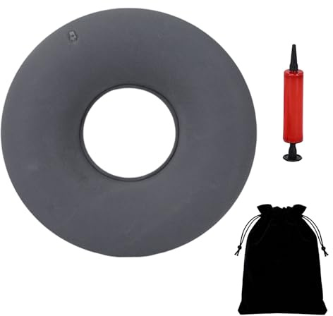 Coussin Gonflable, Coussin d’Assise Gonflable en Anneau, Oreiller Médical | Confortables Gonflable Rond Oreiller en Beignet pour Voiture Voyage Bureau Orthopédique avec Pompe et Sacs De Rangement