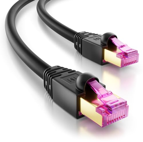 deleyCON 2m CAT7 Outdoor Netzwerkkabel 10 Gbit/s 600 MHz S/FTP Kupfer | RJ45 Stecker Ethernet LAN DSL Patchkabel, witterungsbeständig, für Außenbereich, PC, TV, Kamera, PoE und Camping