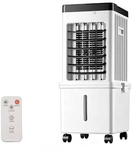 3 in 1 Air Cooler with Humidifier, 60cm Portable Air Cooling Fan, 3 Speeds & 3 Modes, 15L Water Tank, Ultra Energy Saving, Digital Display, 7.5h Timer, with 4 Wheels & Handle