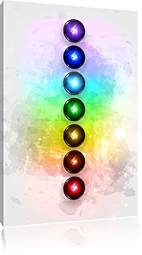 Pixxprint Chakra Eneregieelemente des Körpers, Größe: 100x70cm, Leinwandbild, fertig gespannt, Wandbild, Dekoration, Kunstdruck, kein Poster