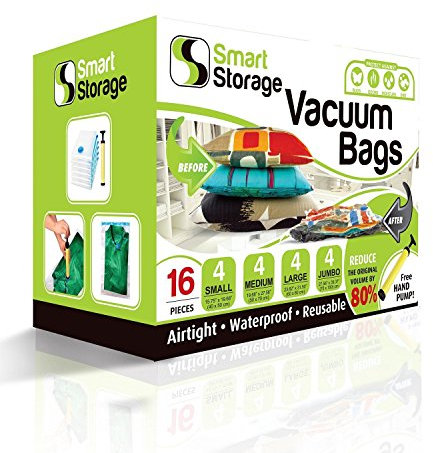 Sacchi per il sottovuoto, 16 pacchi da Smart Storage | Sacchi salvaspazio, per vestiti, cuscini, lenzuola, borse da viaggio | Sachi salvaspazio per il sottovuoto