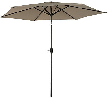 Happy Garden Parasol droit HAPUNA rond 2,70m de diamètre taupe avec manivelle. Parasol droit inclinable.