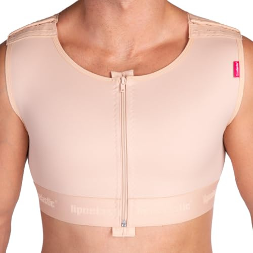 LIPOELASTIC MTmS Comfort – Gynäkomastie Kompressionsweste mit Reißverschluss, verstellbaren Haken und Shapewear für Herren