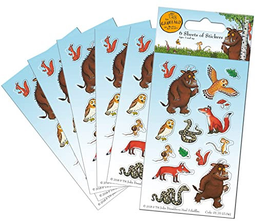 Paper Projects 01.70.15.041 Gruffalo Party Bag Stickers (6 Sheets), Blue, 12.5cm x 7.5cm